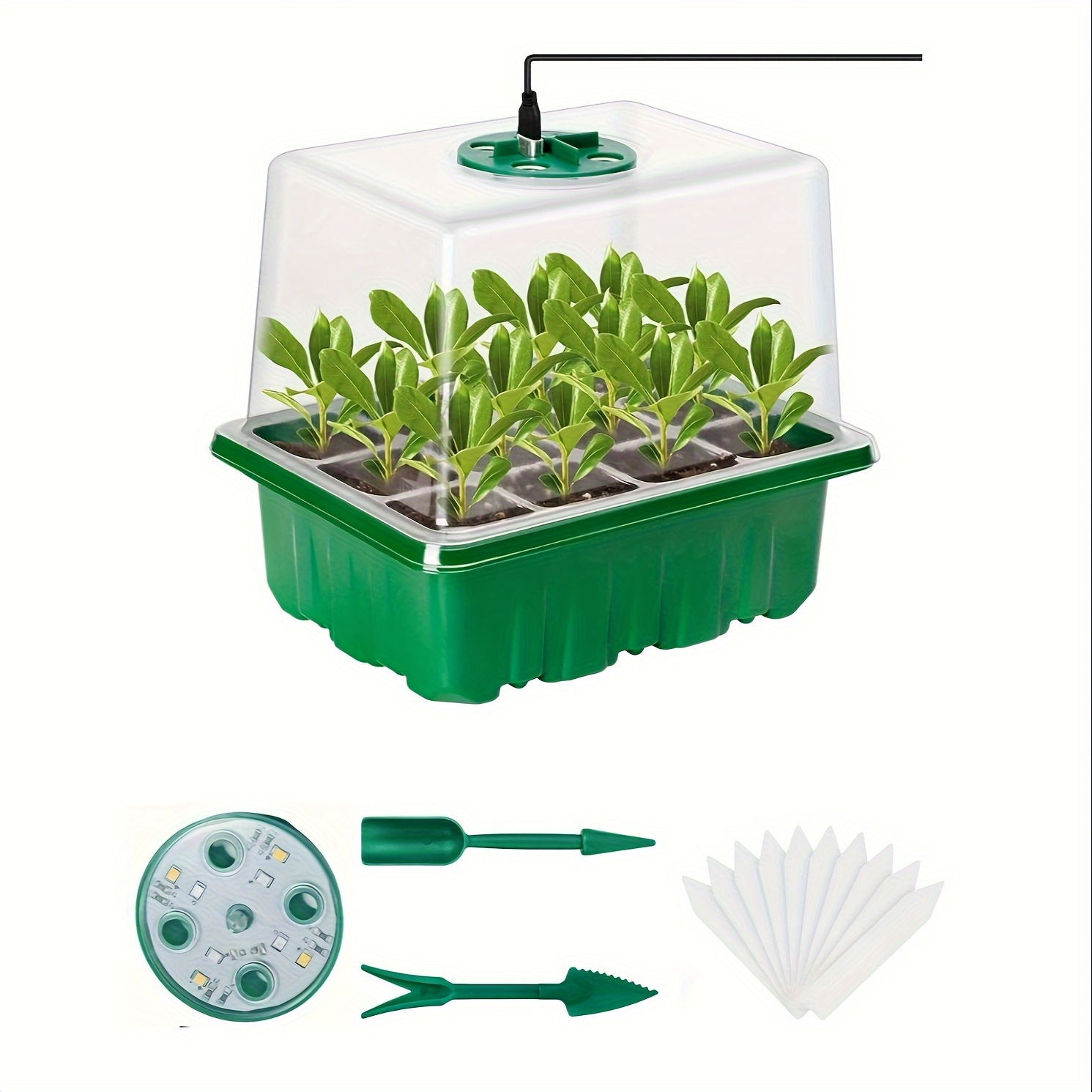Humidity Dome Kit - 苗育成キット - 1/2/3セット、8個のLED育成ライト、明るさ調整可能、フルスペクトル、湿度制御ドーム、特別設計