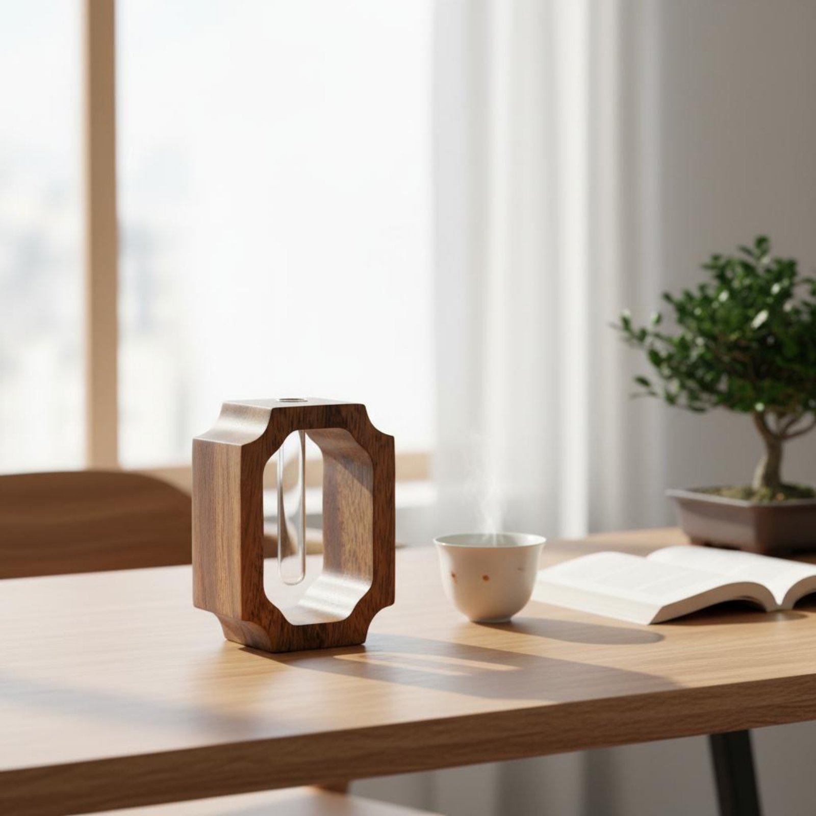 クルミ材の花瓶、お手入れ簡単、試験管型花瓶、水耕栽培用フラワ - Propagation Station Vase のレビューと価格